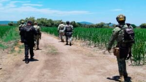 Recorridos coordinados que realizan elementos de la Policía Estatal, el Ejército Mexicano y la Guardia Nacional en localidades del municipio de Pilcaya