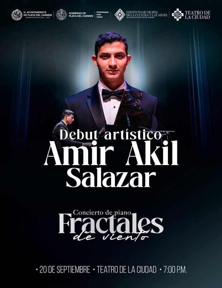 Gobierno de Playa del Carmen anuncia debut artístico de Amir Akil en el Teatro de la Ciudad, con el recital “Fractales del Viento”