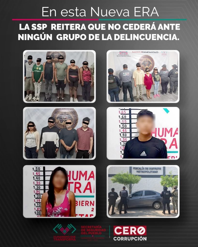 SSP logra múltiples detenciones y aseguramiento de narcóticos y armas de fuego en operativos interinstitucionales en Tuxtla Gutiérrez